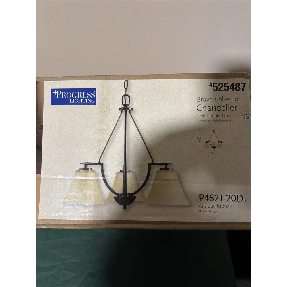 Progress Lighting Bravo 3-Light Antique Bronze Transitional Chandelier FREE SHIP